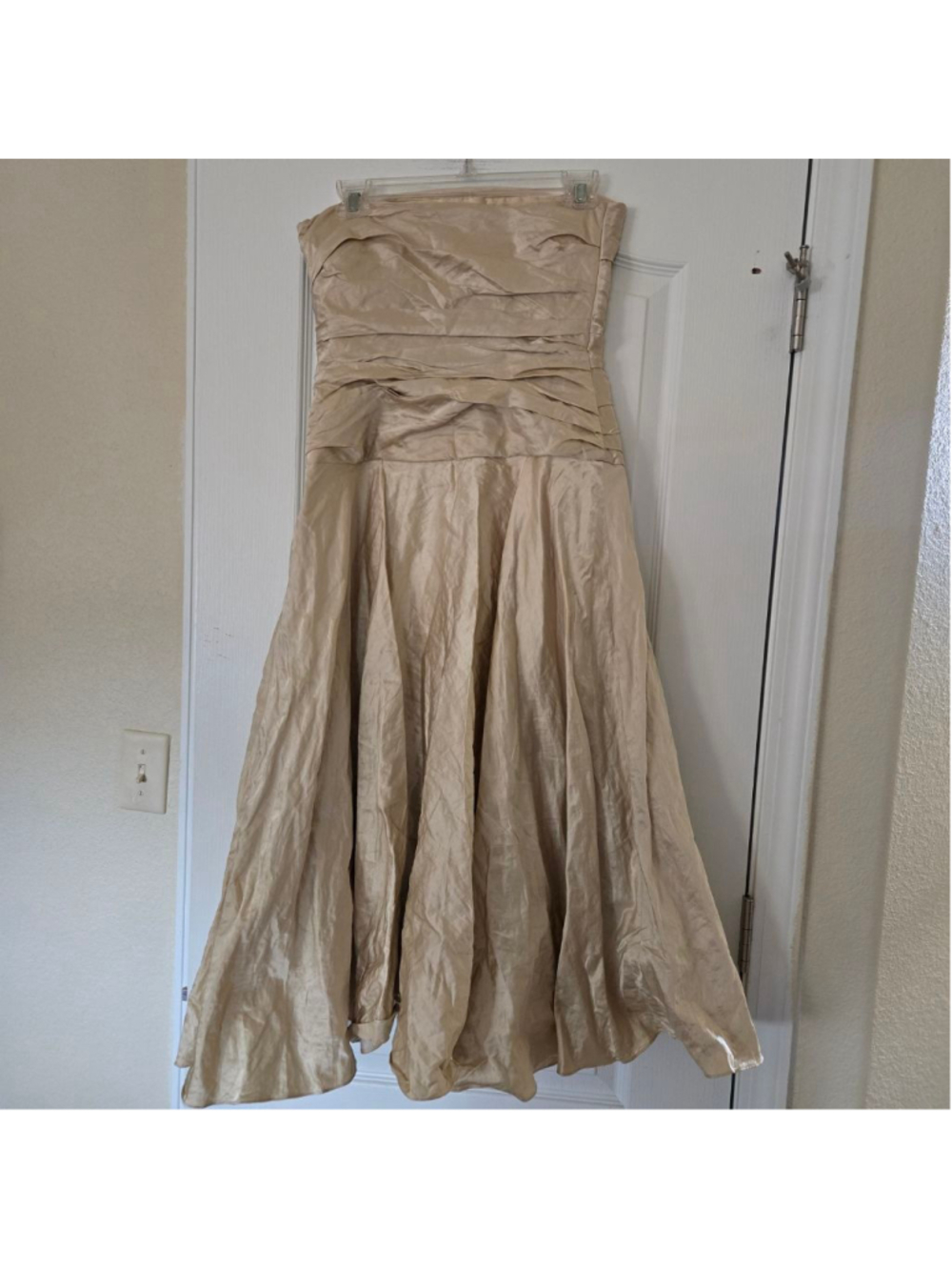 BLACK LABEL RALPH LAUREN Ruched Strapless dress size 6 champagne gold - Picture 4 of 9